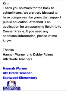 Eastwood Elementary School PCCU Perfect Circle Credit Union New Castle